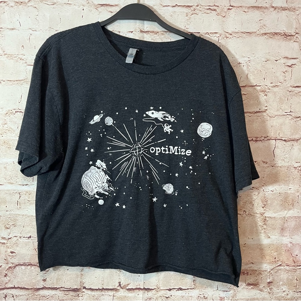 Optimize gray short sleeve T-shirt size large